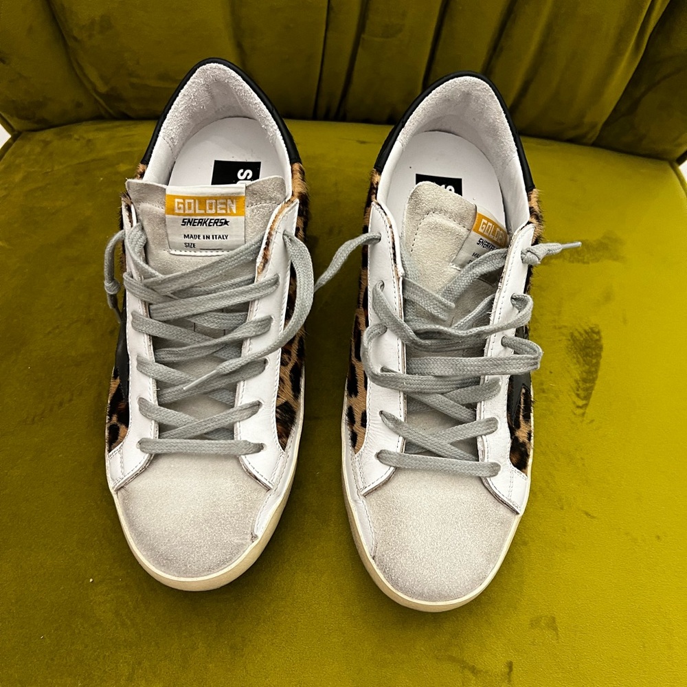 Golden Goose Calf Leather Leopard Super Star Sneaker - Picture 10 of 16